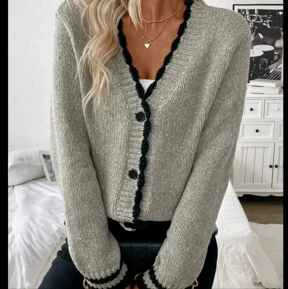 Sweaters - Women Colorblock Long Sleeve Knit Casual Cardigan